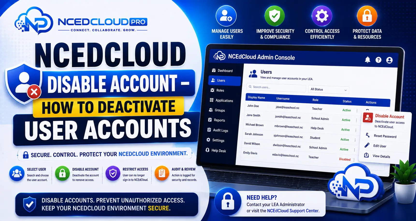 NCEdCloud Disable Account